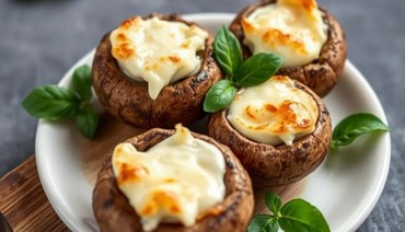 Шляпки шампиньонов, фаршированные сыром